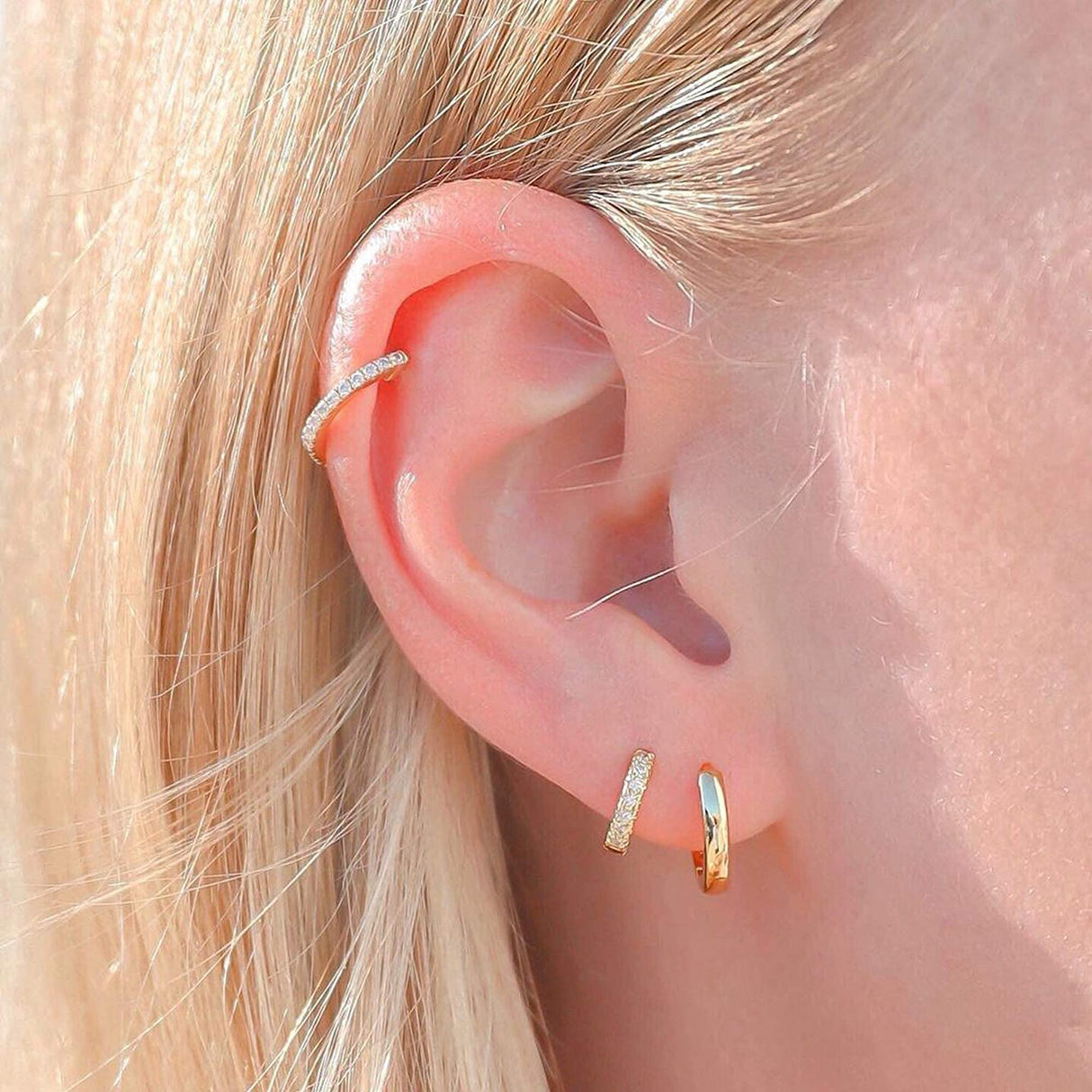 micuco Small Gold Hoop Earrings for Women Men, 3 Pairs Gold Huggie Hoops 8
