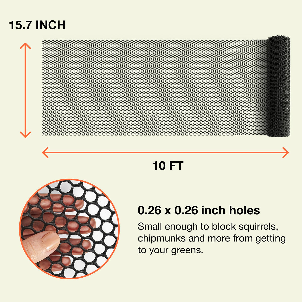Maporch Plastic Chicken Wire Fencing for Pet Protection - 15.7" x 10ft, Black HDPE Mesh - Garden Fence Animal Barrier for Dogs, Cats and Rabbits (2-Pack)