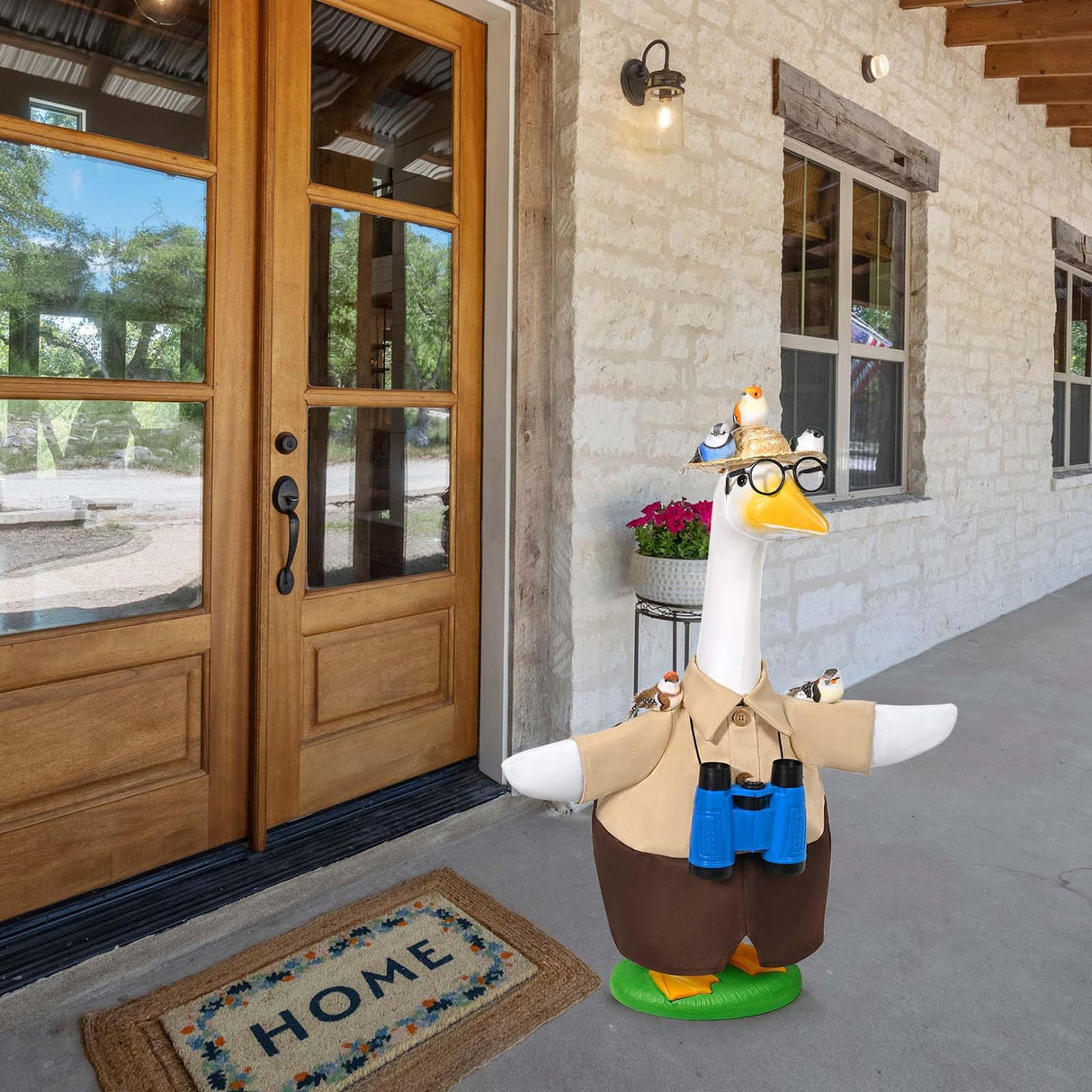 JcHrmers Bird Watching Porch Goose Outfits Fits 23" Cement Plastic Goose Statue for Bird Lovers Outdoor Lawn Garden Yard Patio Art Decor