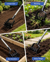 Joyhalo Rotary Cultivator Garden Tool Manual Hand Tiller
