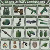 20 Piece Army Costume for Kids, Soldier Military Dress up for Boys 3-10, Kids Army Gear Role Play, Halloween Costume Camouflage Set with Vest, Camo Gloves, Helmet, Halloween Christmas Gift for Kids