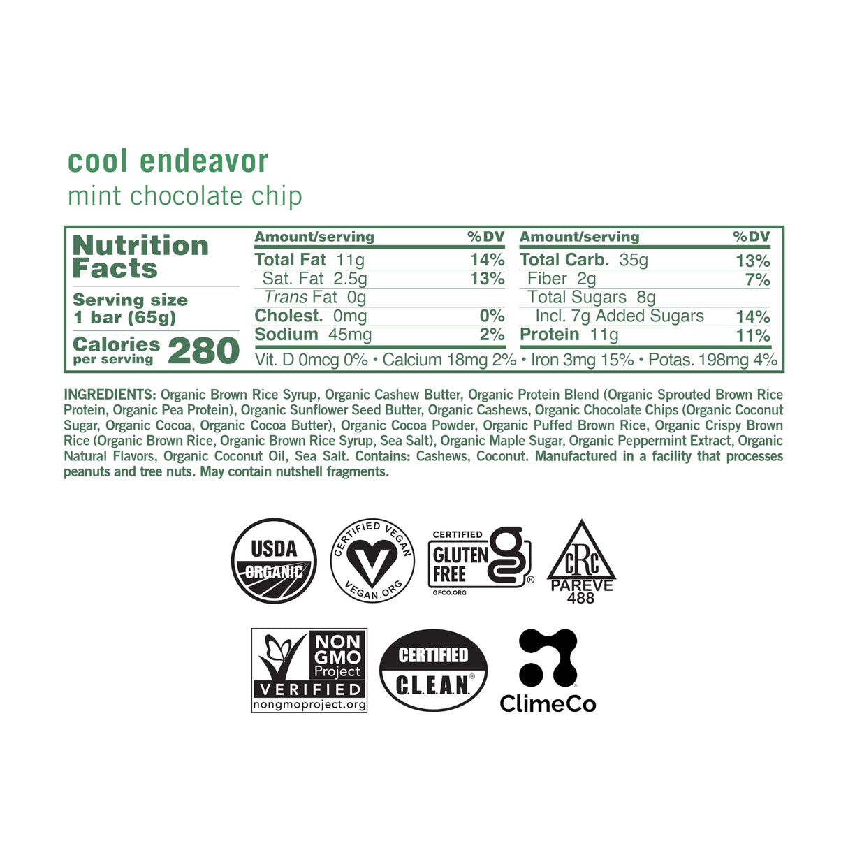 GoMacro MacroBar Organic Vegan Protein Bars - Mint Chocolate Chip, 2.3 Ounce Bars, (Pack of 12)