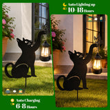 CabyGift Black Cat Solar Lights Outdoor, 2 Pack Waterproof Solar Cat Garden Stakes with Butterfly Decorative, Metal Cat Yard Decor for Patio, Lawn & Pathway, Cat Lover Gifts for Women Mom (2 Cat)