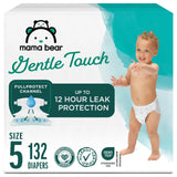 Amazon Brand - Mama Bear Gentle Touch Baby Diapers, Size 5, 27+ lb, Leak Protection, 12 Hours Protection, Wetness Indicator, Hypoallergenic, 132 Count (4 packs of 33)