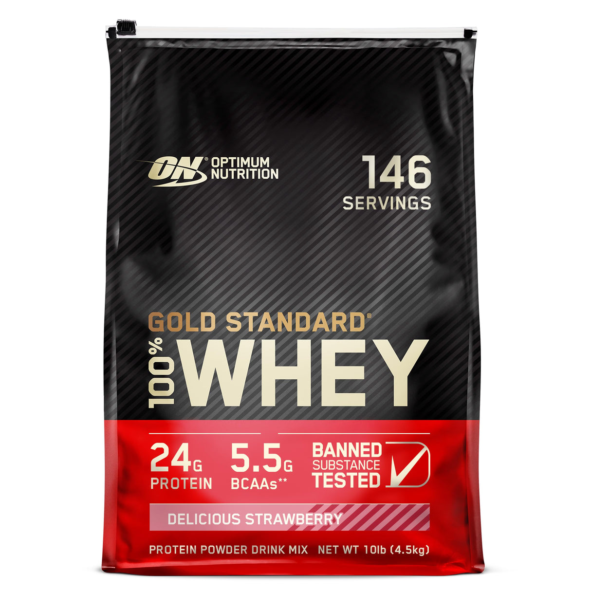 Optimum Nutrition Gold Standard 100% Whey Protein Powder, Delicious Strawberry, 10 Pound (Packaging May Vary)