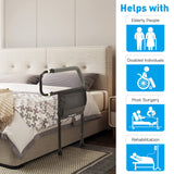 Sangohe Bed Rail for Elderly, Bed Assist Grab Bar Handle with Storage Pocket, Safety Bed Rails for Elderly Adults Getting in & Out of Bed at Home and Dorm - Fit King, Queen, Full, Twin