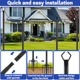 NSHWFW 6 Pack 10 ft Heavy Duty Metal String Light Poles Adjustable Outdoor Lighting Stand for Patio,Backyard,Garden,Party & Wedding Rustproof & Sturdy with Hooks