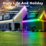 Permanent Outdoor RGB Lights,Waterproof Smart LED Eaves Lights with App/Remote Control,for Christmas and All Holiday Decor,Daily and Accent Lighting,House Roof and Garden Lighting (200FT)