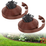 2-Inch x 66 FT Landscape Edging Border with 100 Spikes, Garden Edging Lawn Edging Border Kit, Plastic Edging Border Flexible for Garden Flower Beds Lawn Yard Pathway (Brown)