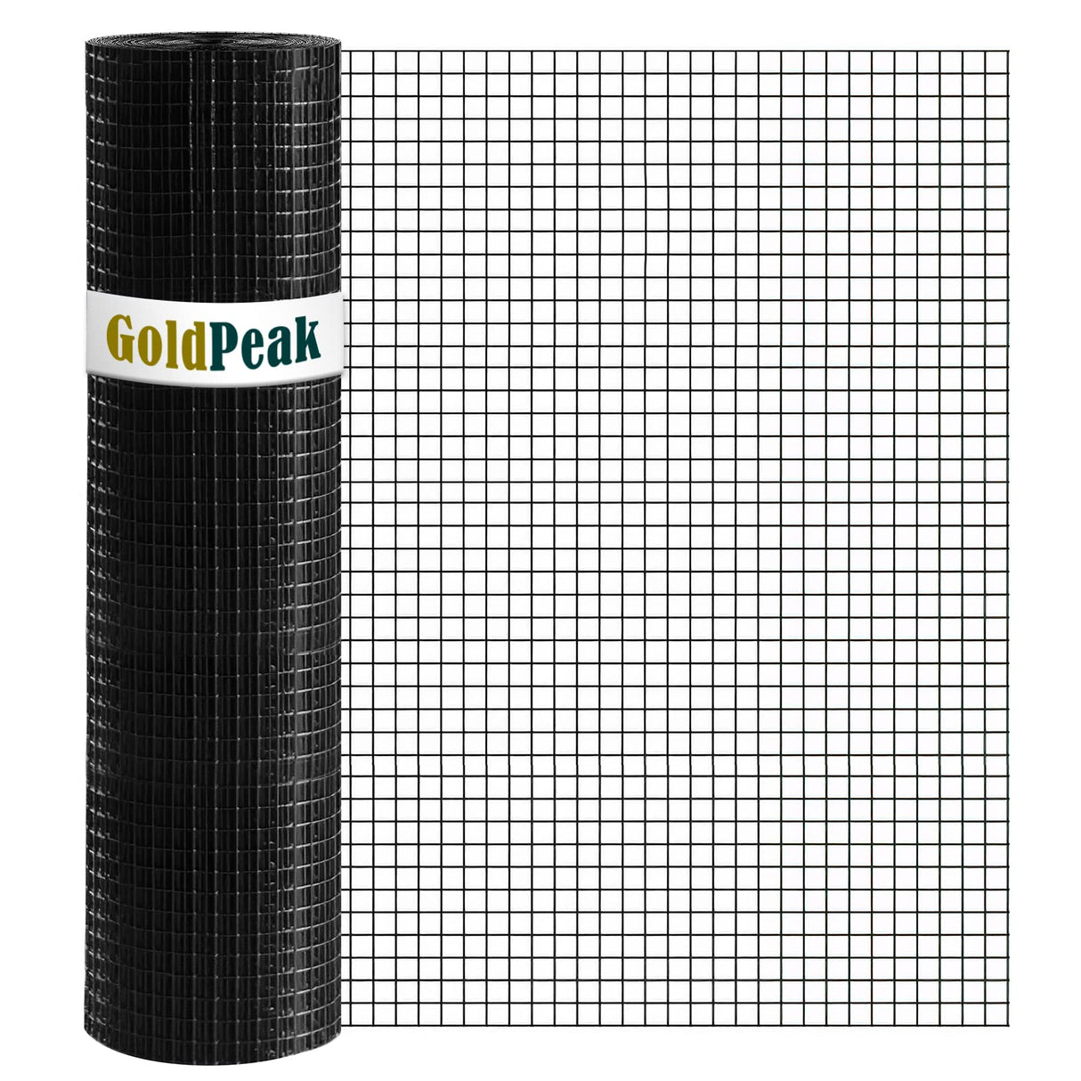 GoldPeak Black Hardware Cloth 1/2 inch 48 inch x 100 Foot 19 Gauge - Vinyl Coated Welded Wire Mesh Roll Chicken Wire Fencing Garden Fence Tree Guard Hardware Mesh Wire Fence Roll