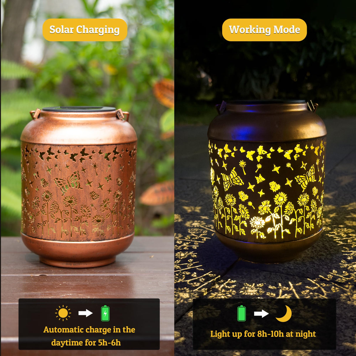 Butterfly Solar Lanterns Outdoor Waterproof, Butterfly Gifts for Women Grandma Mom, Hanging Rose Solar Lights for Garden Decor