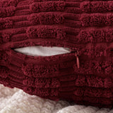 MIULEE Pack of 2 Christmas Burgundy Corduroy Decorative Pillow Covers 20x20 Inch Soft Boho Striped Throw Pillow Covers Modern Farmhouse Home Decor for Sofa Living Room Couch Bed