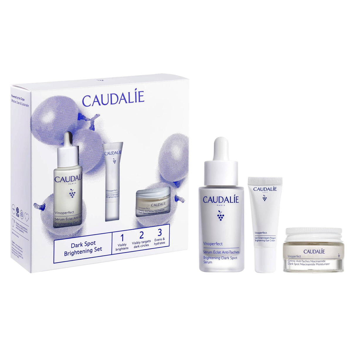 Caudalie Dark Spot Brightening Skin Care Set - Vinoperfect Brightening Dark Spot Serum Full Size + 2 Free Travel-Size Products ($120 Value)