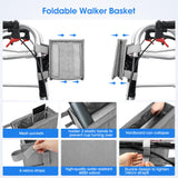 Dotday Upgraded Walker Basket with Cup Holder, Foldable Walker Bag with Large Capacity & Never Tipping Over, Not Fit for Rollator - Grey