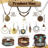 12 Pcs Boho Jewelry Set for Women Western Jewelry Long Pendant,Vintage