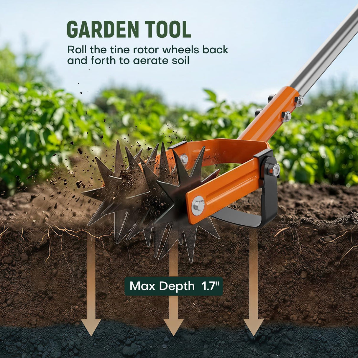 ARPEAK Rotary Cultivator Tiller, Combines Soil Loosen and Weed Functions