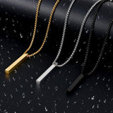Fiusem Black Pendant Necklace for Men, Rectangular Pierced Necklace 26Inch