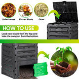 JupiterForce 120 Gallon Large Compost Bin, BPA Free Outdoor Composting Tumblers for Garden Patio, Easy Assembling, Fast Creation of Fertile Soil, Lightweight