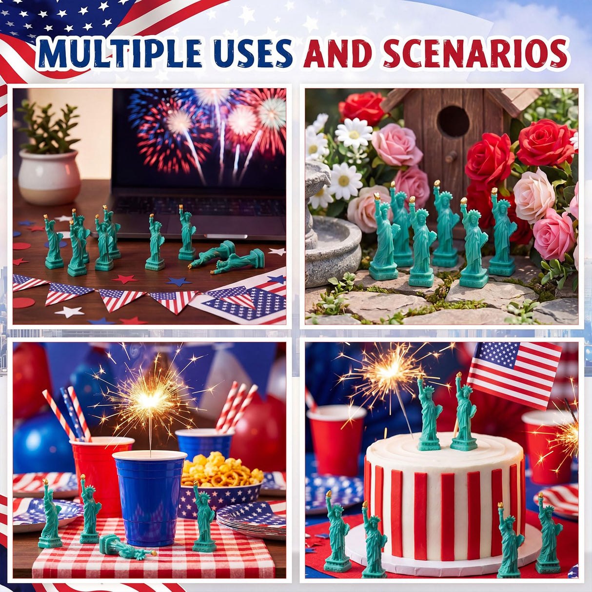 Geelin 50pcs Mini Statue of Liberty Figurines 2 Inch Resin Statue of Liberty Decoration Tiny Little Small New York Souvenir Gift New York Figurine Replica for 4th of July 250th Anniversary Cake Topper