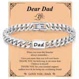 Fathers Day Gift Bracelet for Dad - Stainless Steel Cuban Chain Link Bracelet Gifts for Men Dad from Son Daughter Classic Hip Hop Anniversary Personalized FatherJewelry Gifts for Him Husband Boyfriend