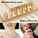 LOFITOR Gold Fidget Rings for Women Men Anti Anxiety Stress Spinner Ring
