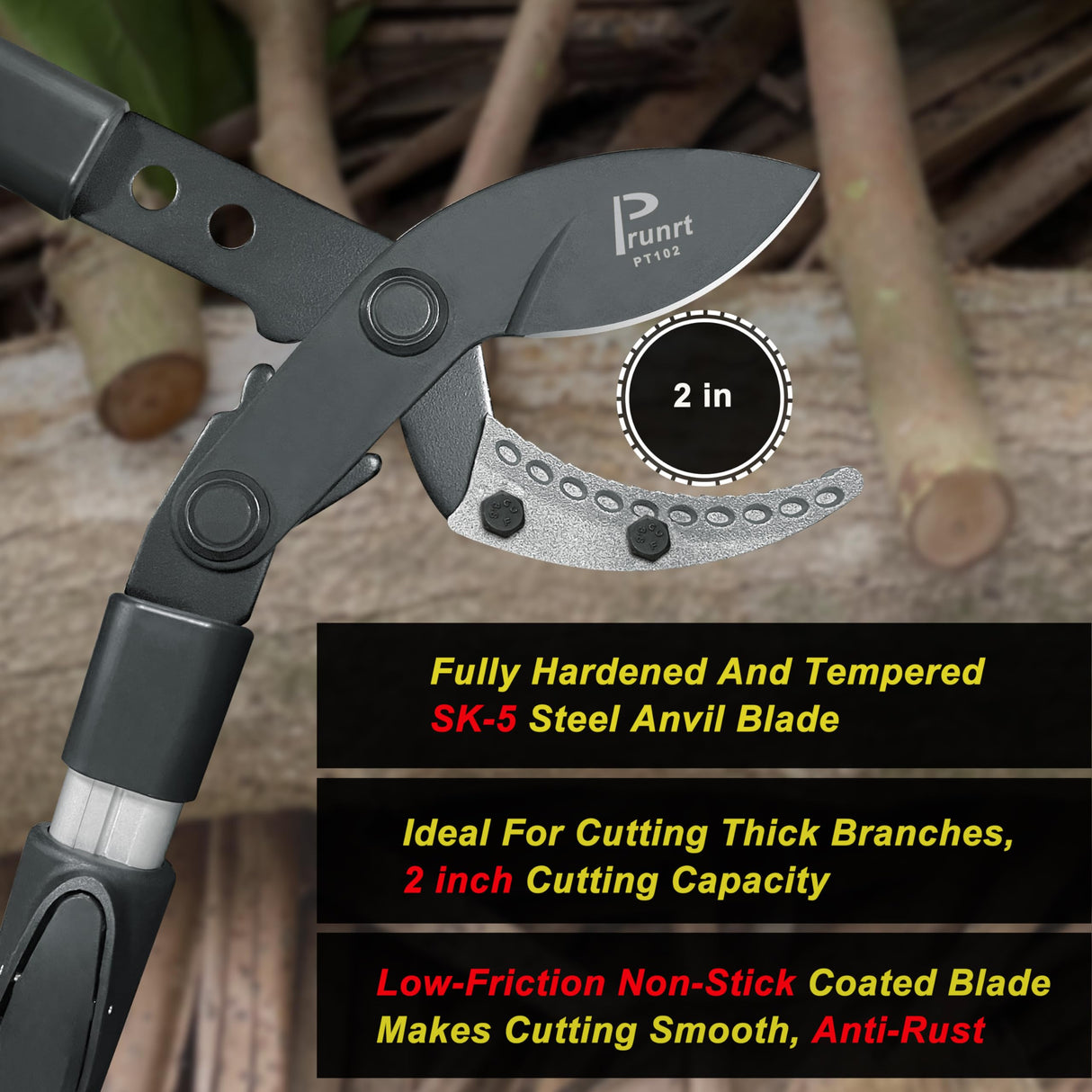 Prunrt Loppers for Tree Trimming Heavy Duty, 26-40 Inch Handle Telescopic Tree Trimmer, Sync Drive Leverage Pruner, 2 Inch Branch Cutter