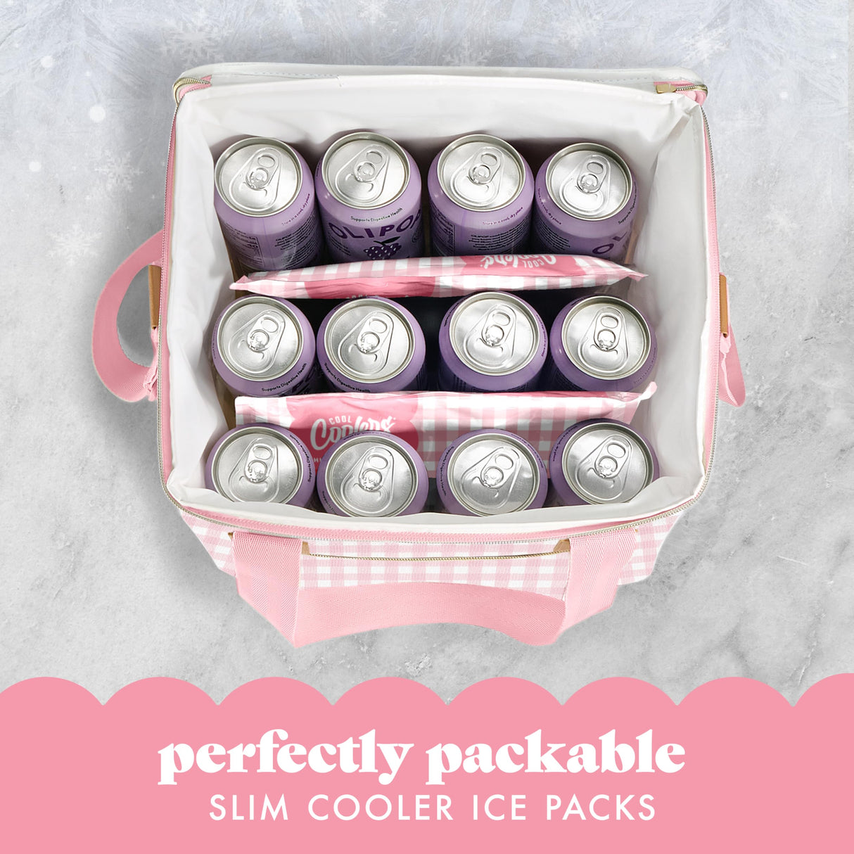 Cool Coolers by Fit & Fresh Reusable Ice Packs for Coolers – Large Long-Lasting Freezer Packs, Puncture Resistant BPA-Free Gel Ice Packs for Coolers, Lunch Boxes, Camping & Picnic, 2PK, Pink Gingham