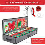 Premium Wrapping Paper Storage Container -Durable Material 600D tear-proof - Fits up to 27 Paper Rolls -Extra Pockets for Ribbons & Bows. Underbed Gift Wrap Organizer, Ideal for Holiday Christmas, etc