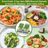 Broccoli Sprout Growing Kit, 2 Large 1000ML Wide Mouth Mason Jars with Sprout Lids, Stainless Steel Stand, Blackout Sleeves, Cleaning Brush, Drain Tray- Grow Broccoli, Alfalfa & Bean Microgreens