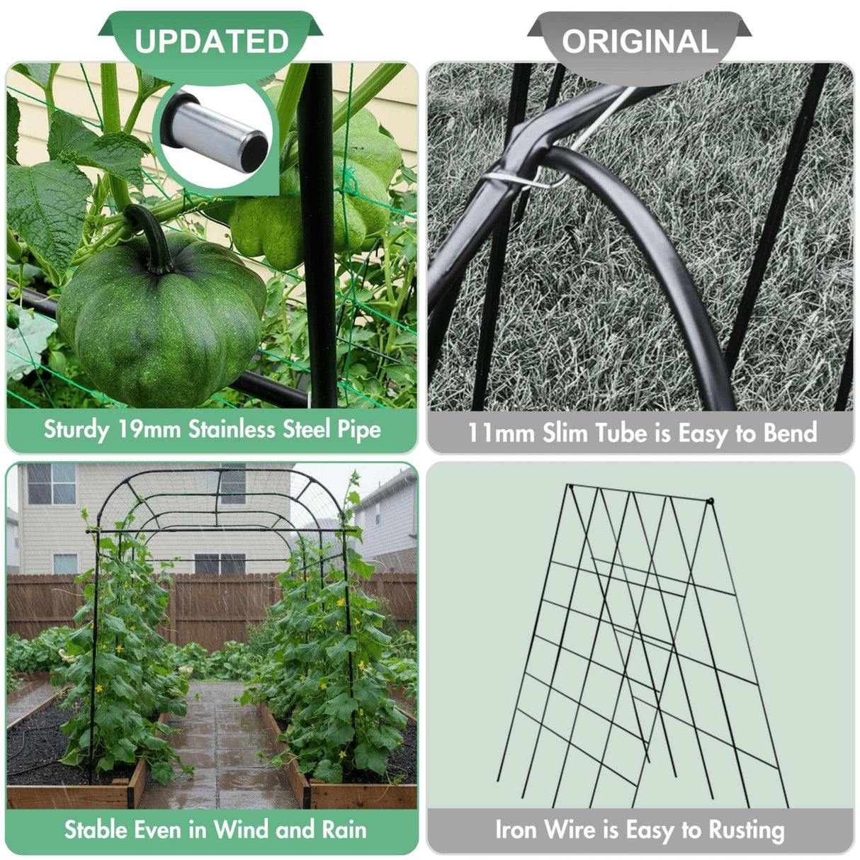 BAXAM Wide Arch Trellis 7FT Extra Tall Garden Trellis Arch – Sturdy Plastic Coated Steel Metal Arch for Garden Climbing Plants & Vegetables, Weather-Resistant Outdoor Cucumber Trellis Arch