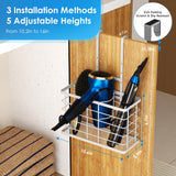 Agotglmi Hair Tool Organizer, Dryer Holder, 3 in 1 Blow Bathroom Organizer Wall Mounted/Cabinet Door for Flat Iron, Curling Straightener, Care & Styling Tools Storage Basket (White)