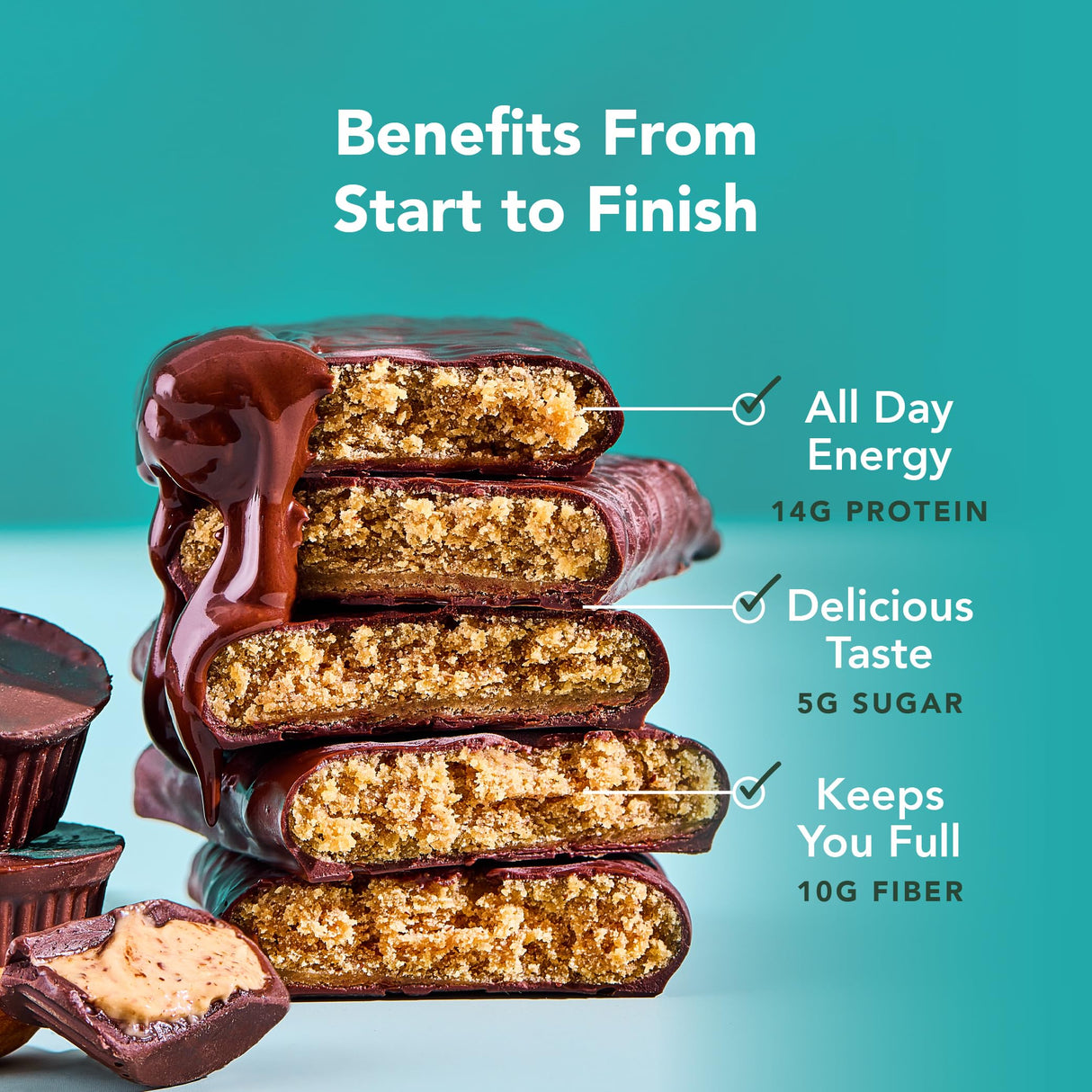 ALOHA Organic Plant Based Protein Bars - Almond Butter Cup - 12 Bars, Vegan, Low Sugar, Gluten-Free, Paleo, Low Carb, Non-GMO, No Stevia, No Erythritol