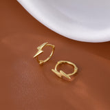 Reffeer Solid 925 Sterling Silver Lightning Bolt Hoop Earrings for Women Teen Girls Lightning Hoop Earrings Cartilage Huggie Earrings (B-18K Gold)
