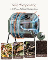 THE Growing 43 Gal Outdoor Compost Bin Tumbler for Backyard Garden, Green
