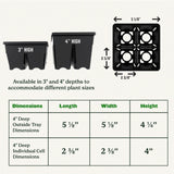 Epic Reusable Seed Starter Tray - Easy Watering Seed Starting Trays - Gardener Friendly Plant Trays for Seedlings | UV-Treated BPA-Free Seedling Tray -4-Cell 4" Seed Starting Trays - Black /4 Trays