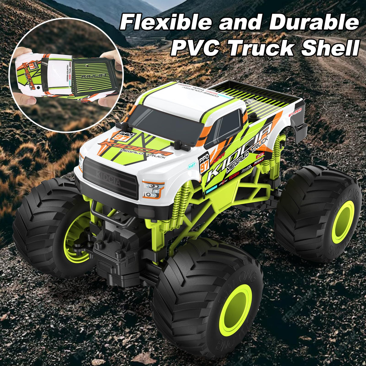 Scientoy Remote Control Car, 20KM/H Monster Truck Toys for Ages 5-7, 1:16 Scale All Terrain RC Cars for Boys & Girls Age 4-7, 2.4Ghz Off Road RC Truck, Christmas Birthday Gift for Kids