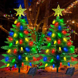 2-Pack 3.6FT Solar Christmas Tree Outdoor Christmas Decorations, 8 Modes Solar Xmas Tree Lights with 100 LED, Waterproof Solar Christmas Lights for Yard Front Porch Pathway Grave Cemetery Decor