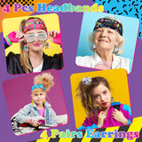 Yussti 80S Accessories for Women 4 Pairs Retro Earrings 4 PCS Headbands
