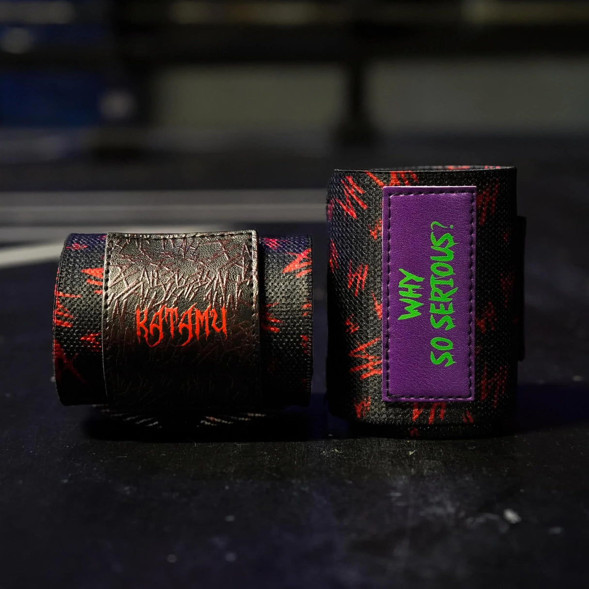 Katamu | Premium Wrist Straps | Wrist Support for Weighlifting, Powerlifting and Bodybuilding (Joker - Why So Serious Large)