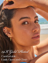ORAZIO Small Hoop Stud Earrings Stacks for Women Gold Plated Huggie Hoops