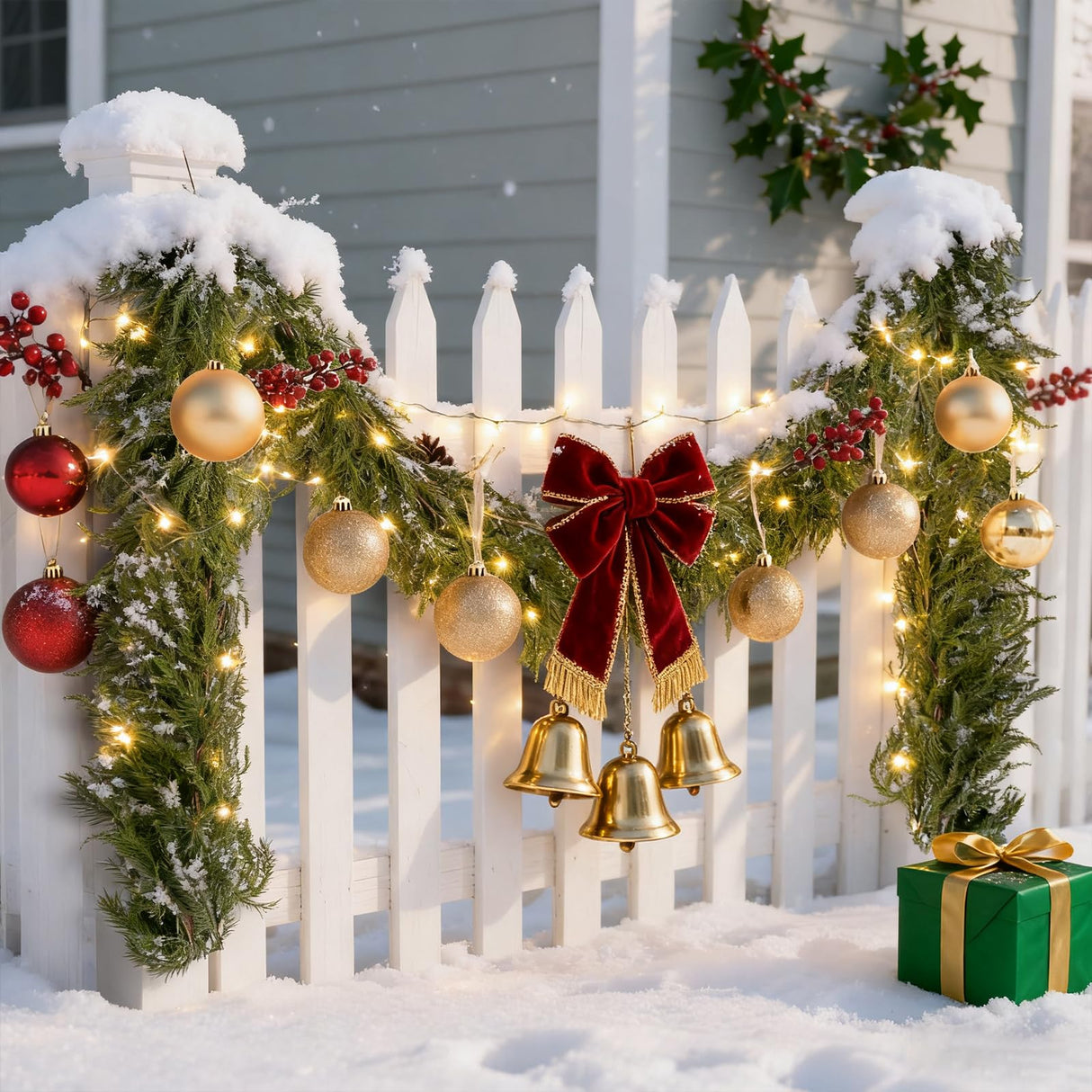 2Pcs Christmas Norfolk Pine Garlands, 6Ft Real Touch Artificial Faux Winter Dense Greenery Garland for Table Mantle Fireplace Wall Fence Stair Window Xmas Wreath Indoor Outdoor Holiday Decoration