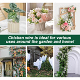 ROADPLUM 4 × 236 in Floral Wire Netting, Green Chicken Wire for Floral Arrangements, Galvanized Coated Chicken Mesh Netting with Plier & Plant Ties for Floral Supplies | Garden Fencing | DIY Craft