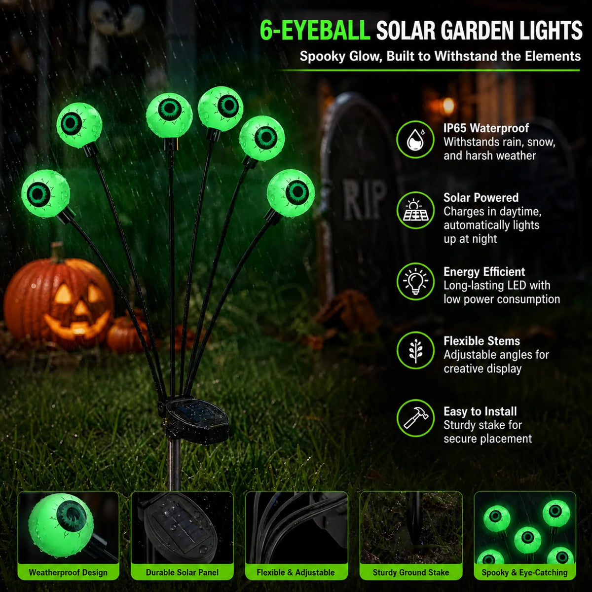 Dazzle Bright 4Pack Halloween Decorations Outdoor Solar Lights