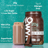 OWYN Only What You Need Dairy Free Protein Powder with 20g Protein, Probiotics, Superfoods Greens, Pea, Chia and Pumpkin Seed Blend (Chocolate, 2.2 Pound - Pack of 1)