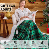 Green Heated Blanket Electric Throw 50X60, Heating Blanket for Couch, Plaid Sherpa Winter Blankets Warmer, 10 Levels & 8-Hour Auto Off, Fast Heated House Warming Gifts New Home Christmas Decor for Mom