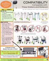 Walker Basket for Folding Walker with Flip-Down Walker Tray Reacher Cane Holder Strap Cup Holder | Basket for Walker Bags for Folding Walker with Wheels, Walker Accessories for Walker Rollator (GRAY)