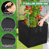 ANPHSIN Sturdy Square Tomato Cage with Movable 17 Gal Grow Bags, 3 Sets