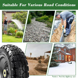 Parts Camp Replace Gorilla Cart Wheels 10" Flat-free Solid Tire and Wheel Replacement 4.10/3.50-4 tire for Hand Truck Wagon Garden Dolly Trolley With 5/8" Axle Bore Hole 2.2" Offset Hub 2-Pack