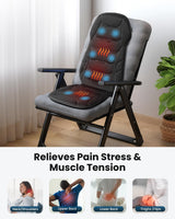 COMFIER Massage Seat Cushion, Back Massager with 8 Massage Nodes & 5 Modes, Adjustable Chair Massage Pad with Heat for Home Office, Heated Chair Pad,Gifts for Men,Women