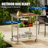 Chingoo Stainless Steel Work Table with Wheels, 24x36 Inch NSF Food Prep Table with Backsplash & 2 Adjustable Undershelves for Commercial Kitchen, Restaurant, Garage